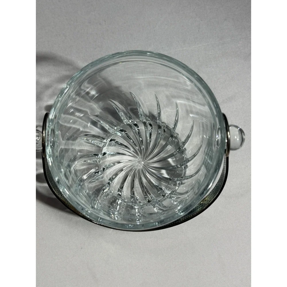 Arte Murano Bomboniera Italiana Crystal Ice Bucket Ribbed Glass Made in Italy